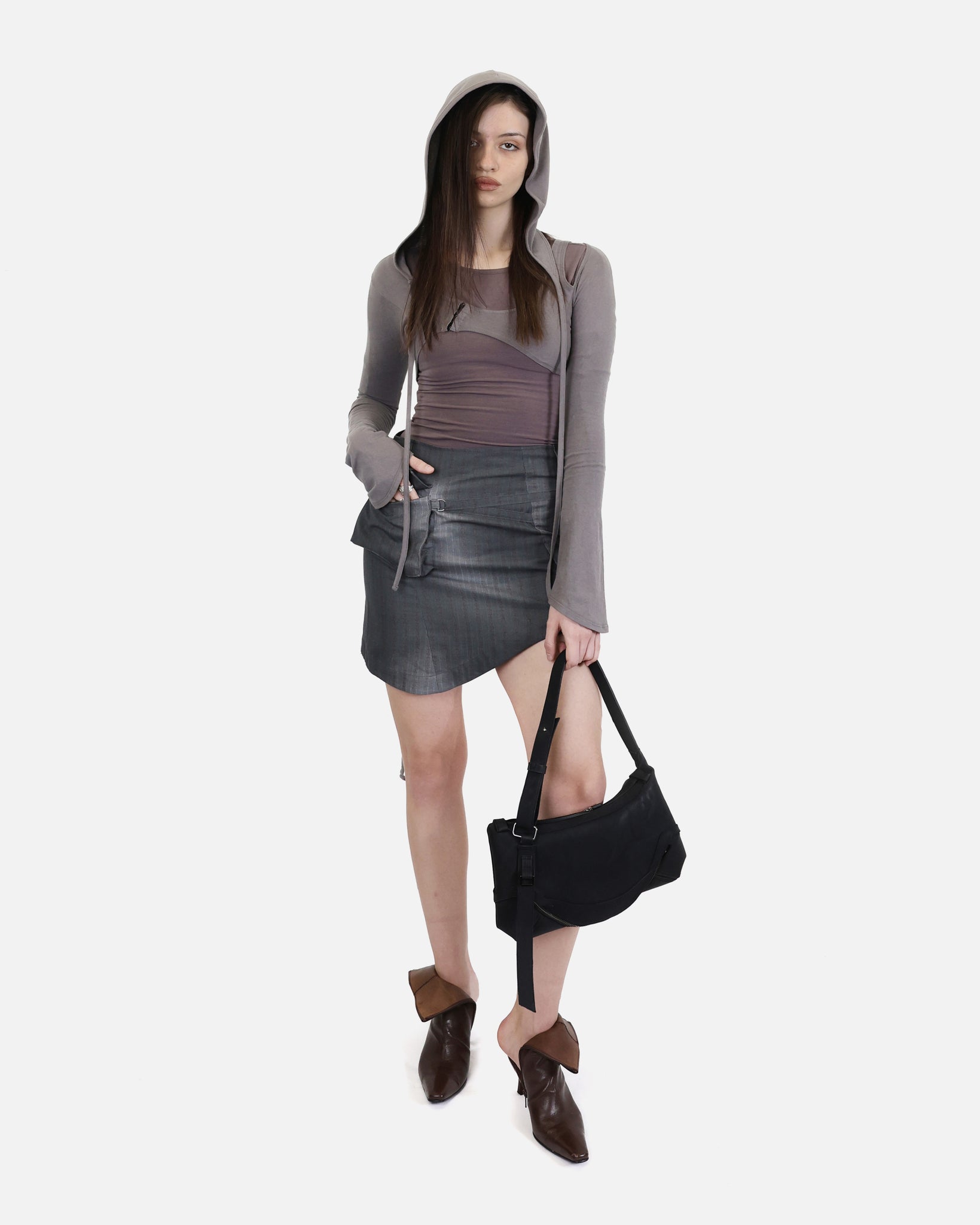 ASYMMETRIC MIDI SKIRT