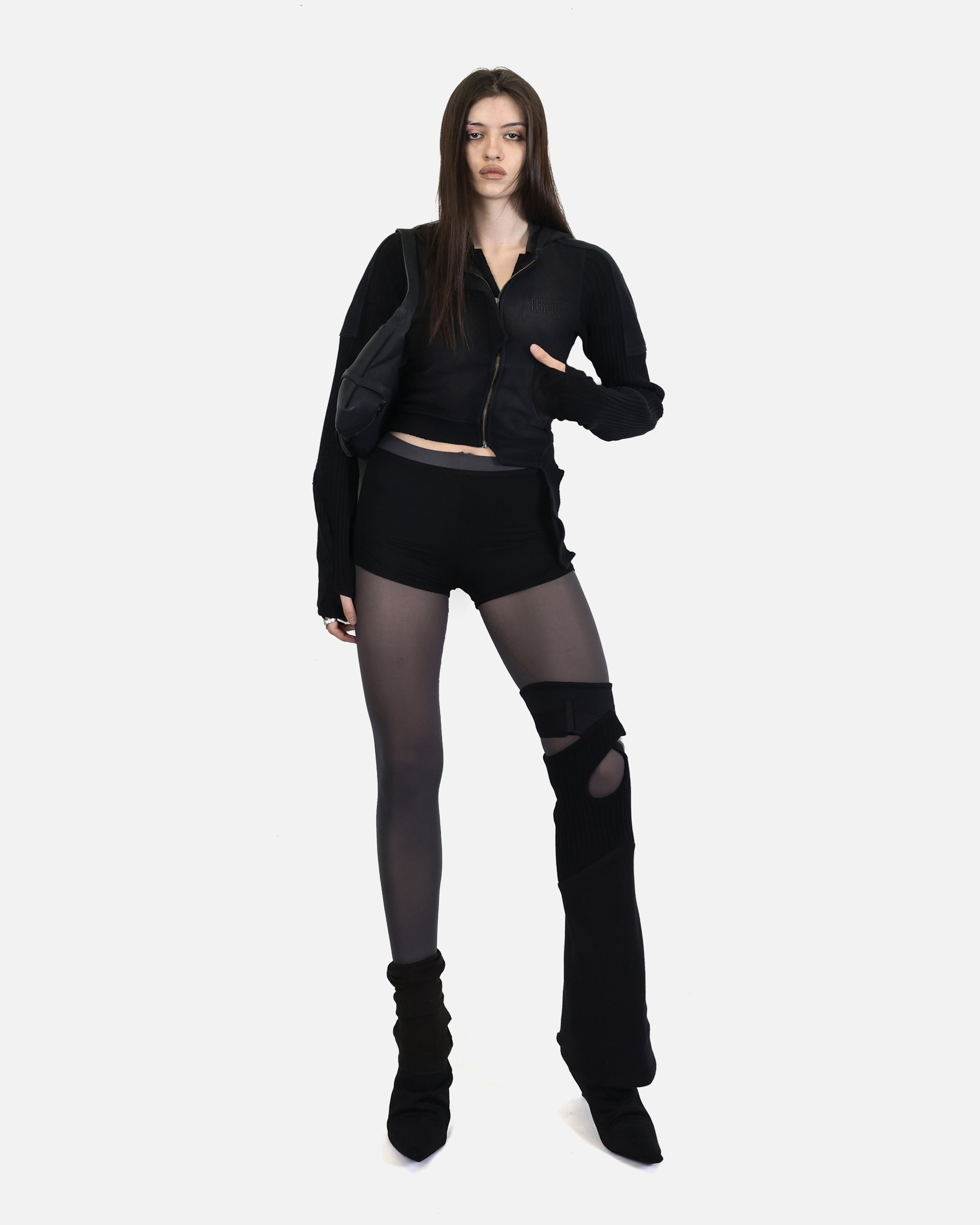 BRACES ASYMMETRIC ZIP UP HOODIE