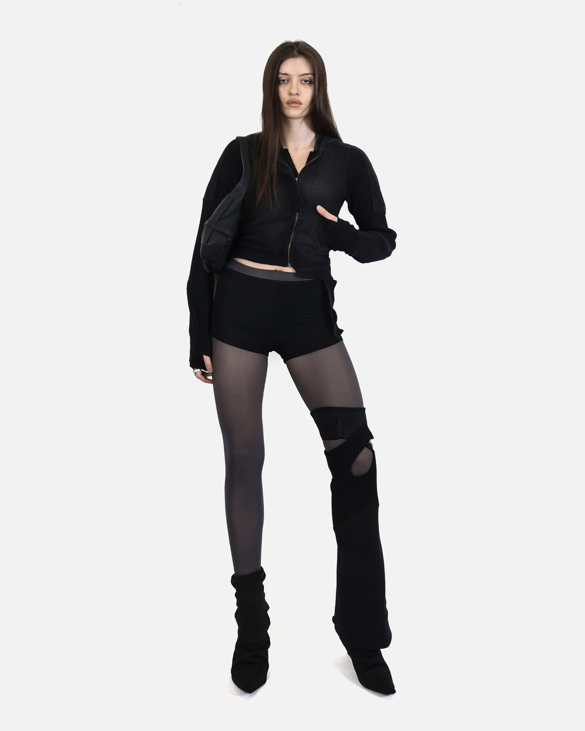 BRACES ASYMMETRIC ZIP UP HOODIE
