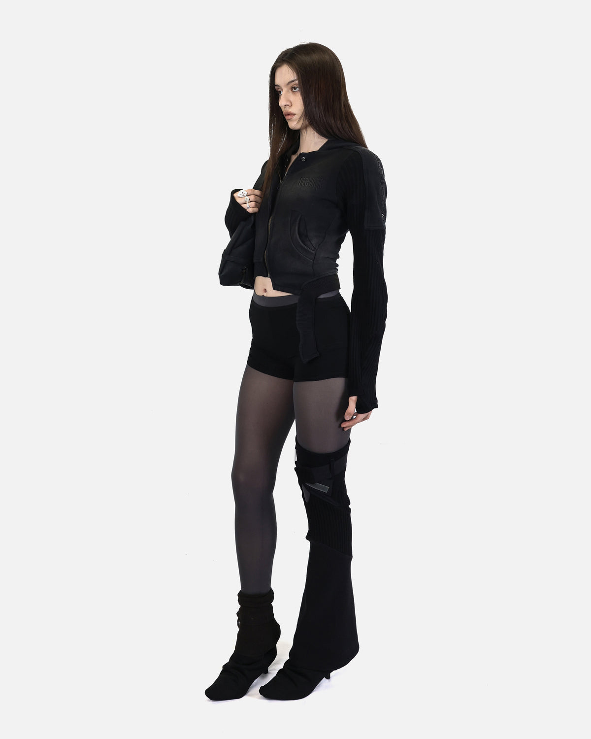 BRACES ASYMMETRIC ZIP UP HOODIE