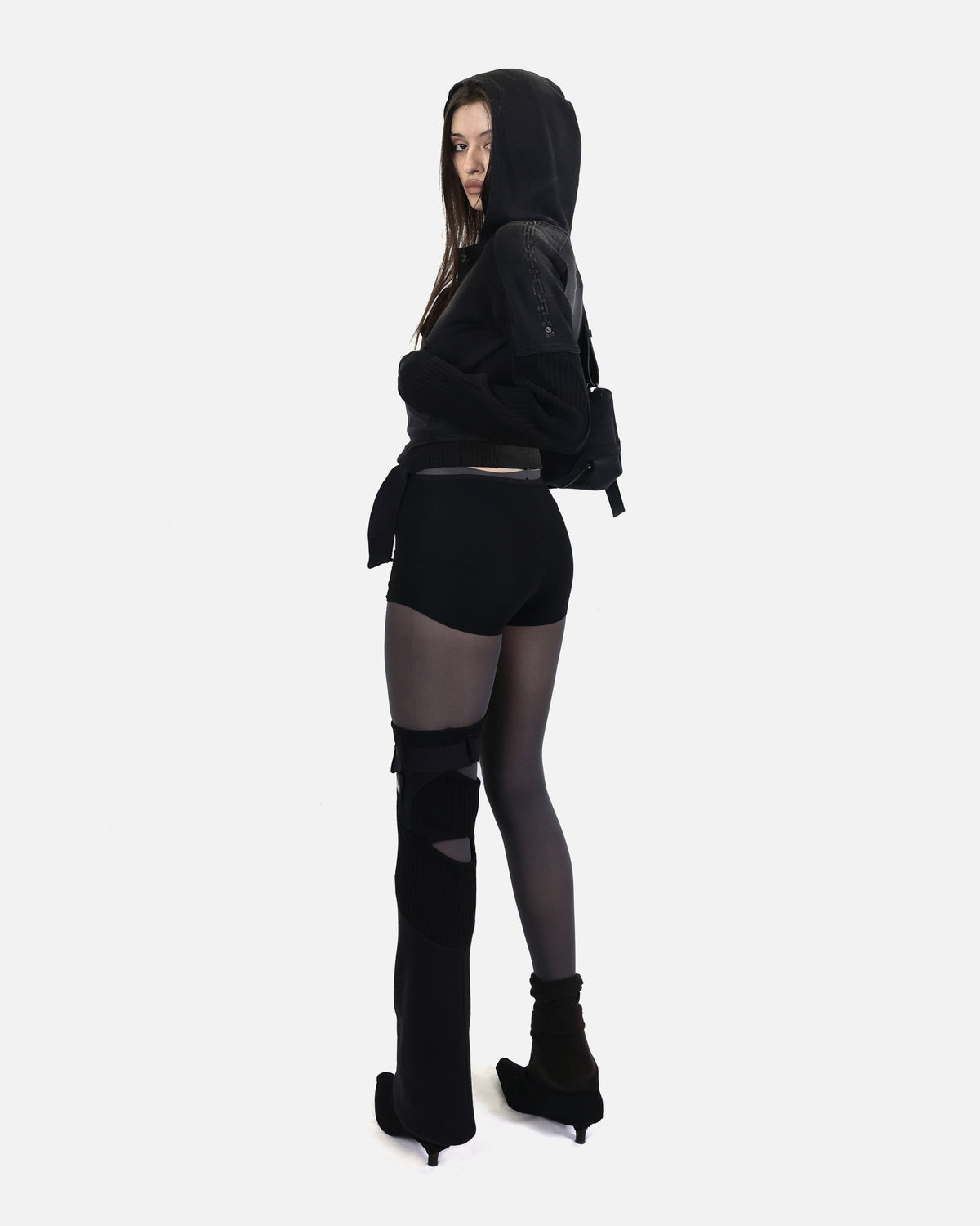 BRACES ASYMMETRIC ZIP UP HOODIE