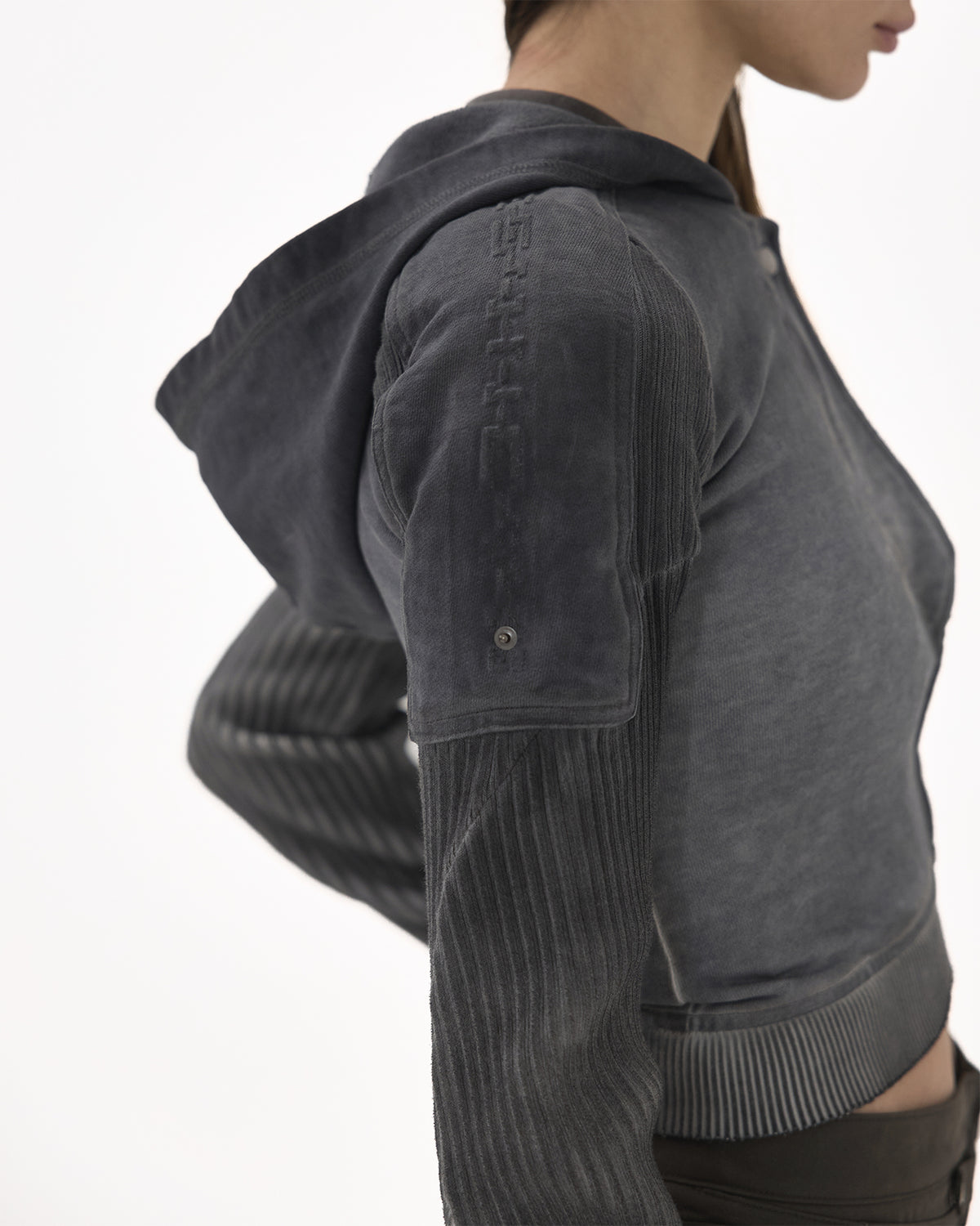 BRACES ASYMMETRIC ZIP UP HOODIE