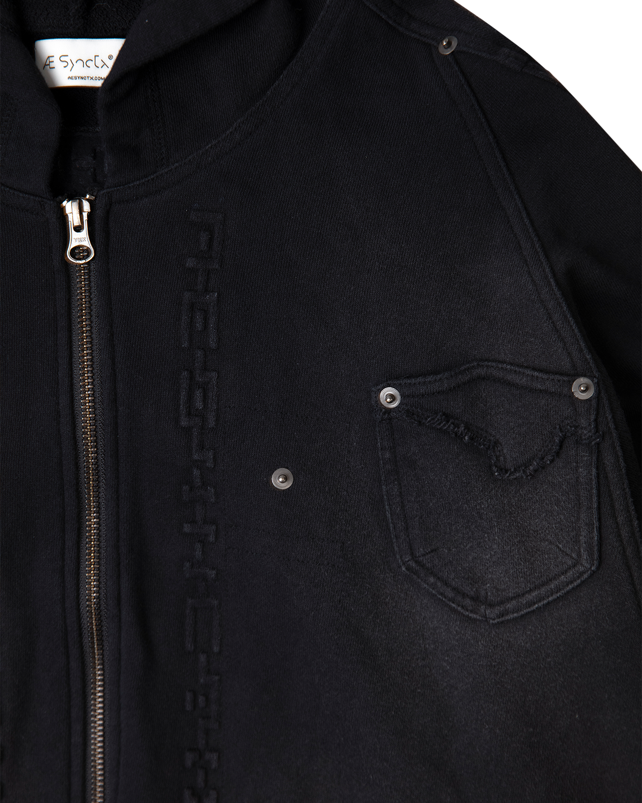 背带拉链连帽衫