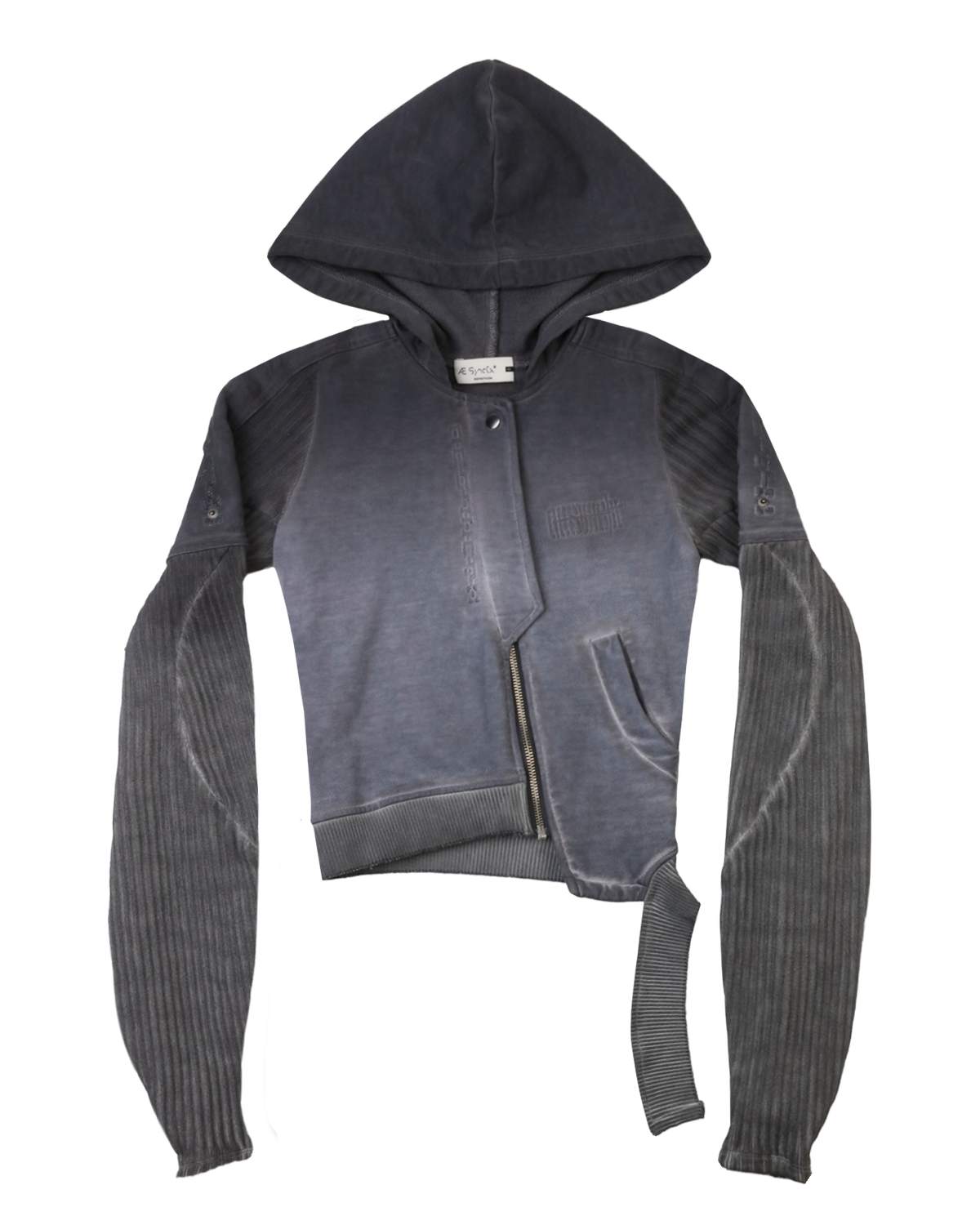 BRACES ASYMMETRIC ZIP UP HOODIE