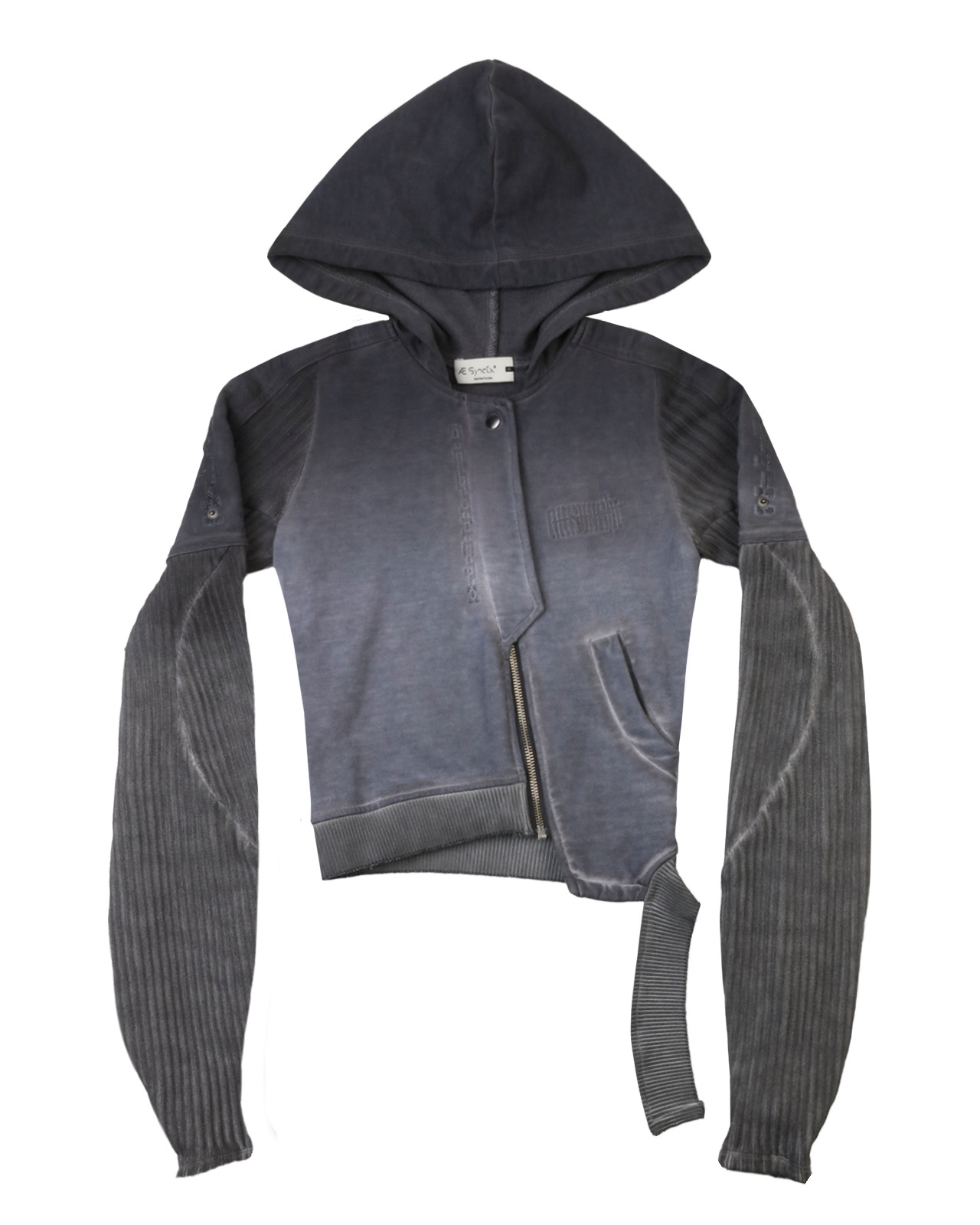 BRACES ASYMMETRIC ZIP UP HOODIE