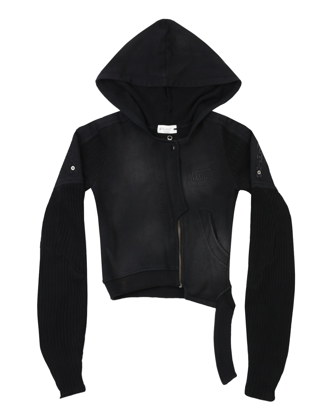 BRACES ASYMMETRIC ZIP UP HOODIE