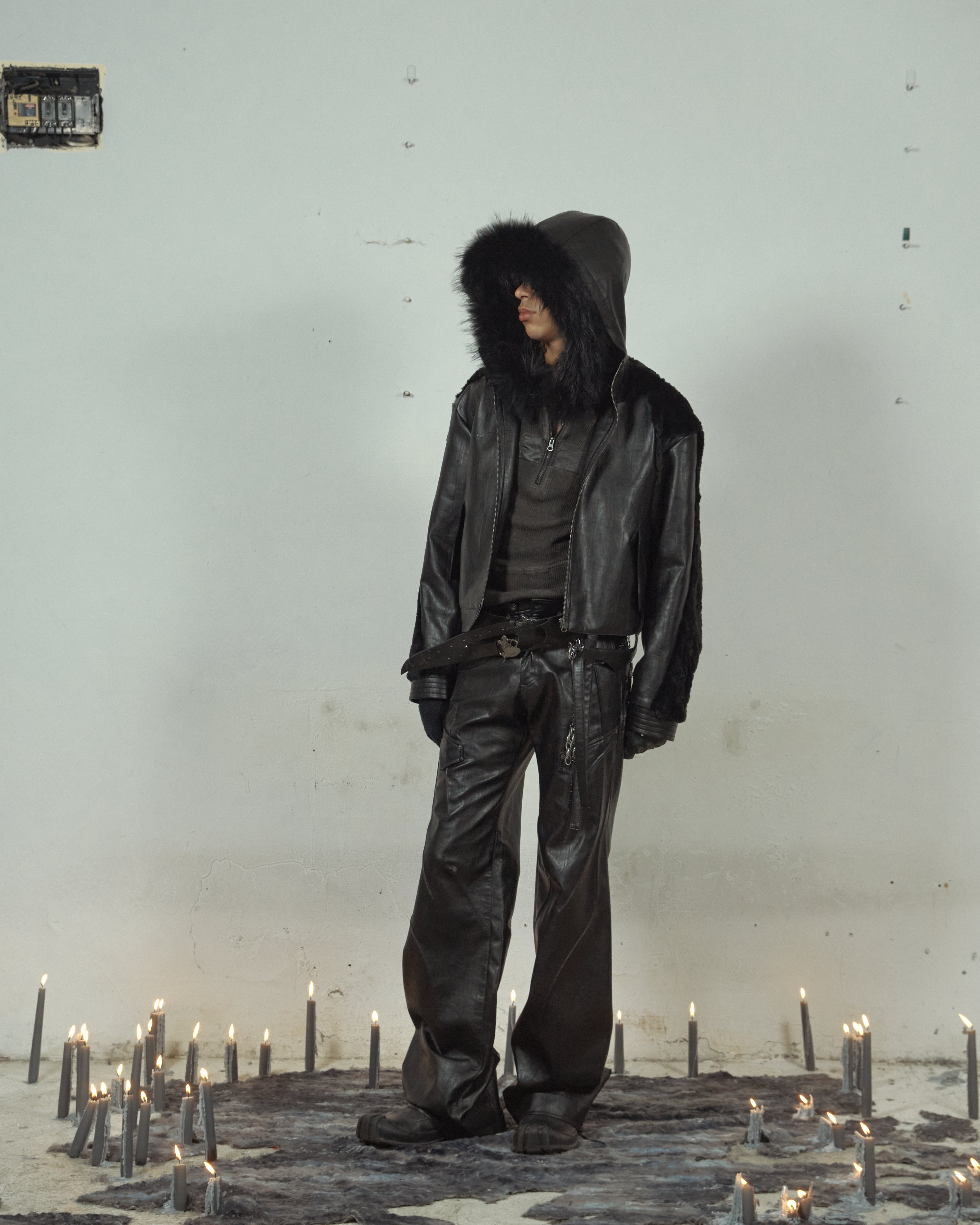 SWAMP FAUX LEATHER PANTS – AESYNCTX INTL. SWAMP FAUX LEATHER PANTS – AESYNCTX INTL.